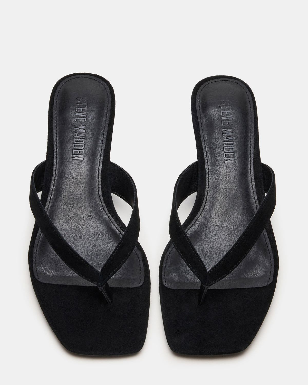 TRACIE Black Suede Thong Strap Women's Kitten Heel Steve Madden BLACK SUEDE
