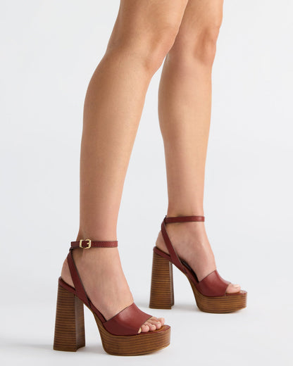 FLORIA Rust Leather Square-Toe Block Heel Platform Women's Heel Steve Madden RUST LEATHER