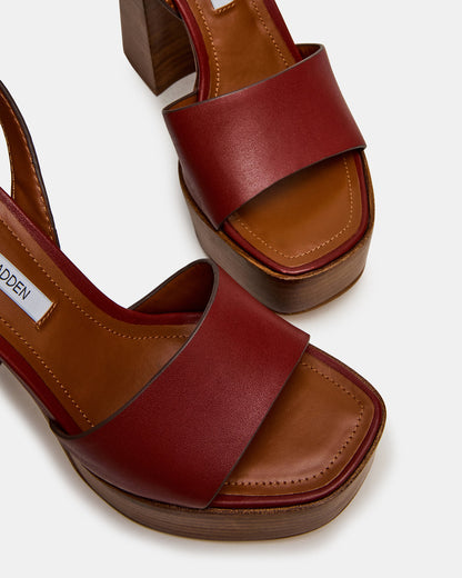 FLORIA Rust Leather Square-Toe Block Heel Platform Women's Heel Steve Madden RUST LEATHER