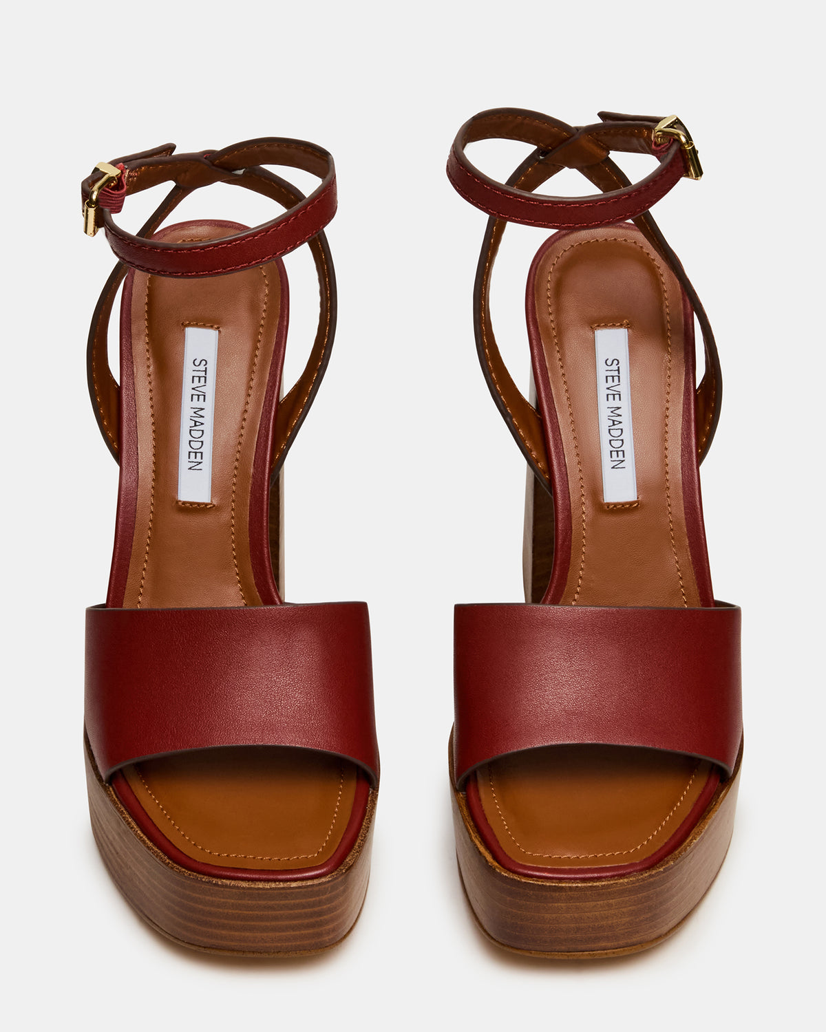 FLORIA Rust Leather Square-Toe Block Heel Platform Women's Heel Steve Madden RUST LEATHER