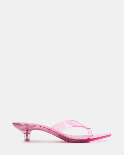 TRACIE Jelly Pink Thong Strap Women's Kitten Heel Steve Madden PINK