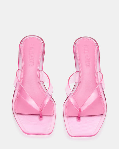TRACIE Jelly Pink Thong Strap Women's Kitten Heel Steve Madden PINK