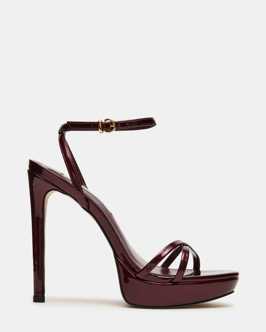 JUNI Cherry Pearl Criss Cross Stiletto Ankle Strap Women's Heel Steve Madden CHERRY PEARL