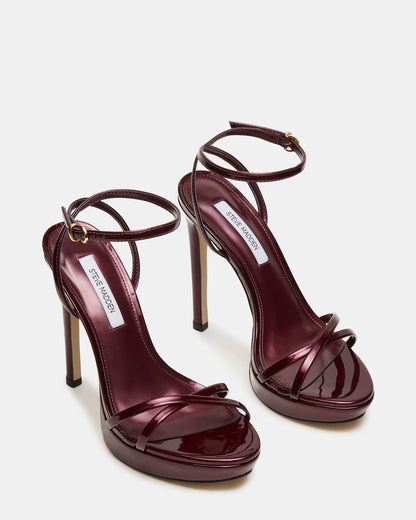 JUNI Cherry Pearl Criss Cross Stiletto Ankle Strap Women's Heel Steve Madden CHERRY PEARL