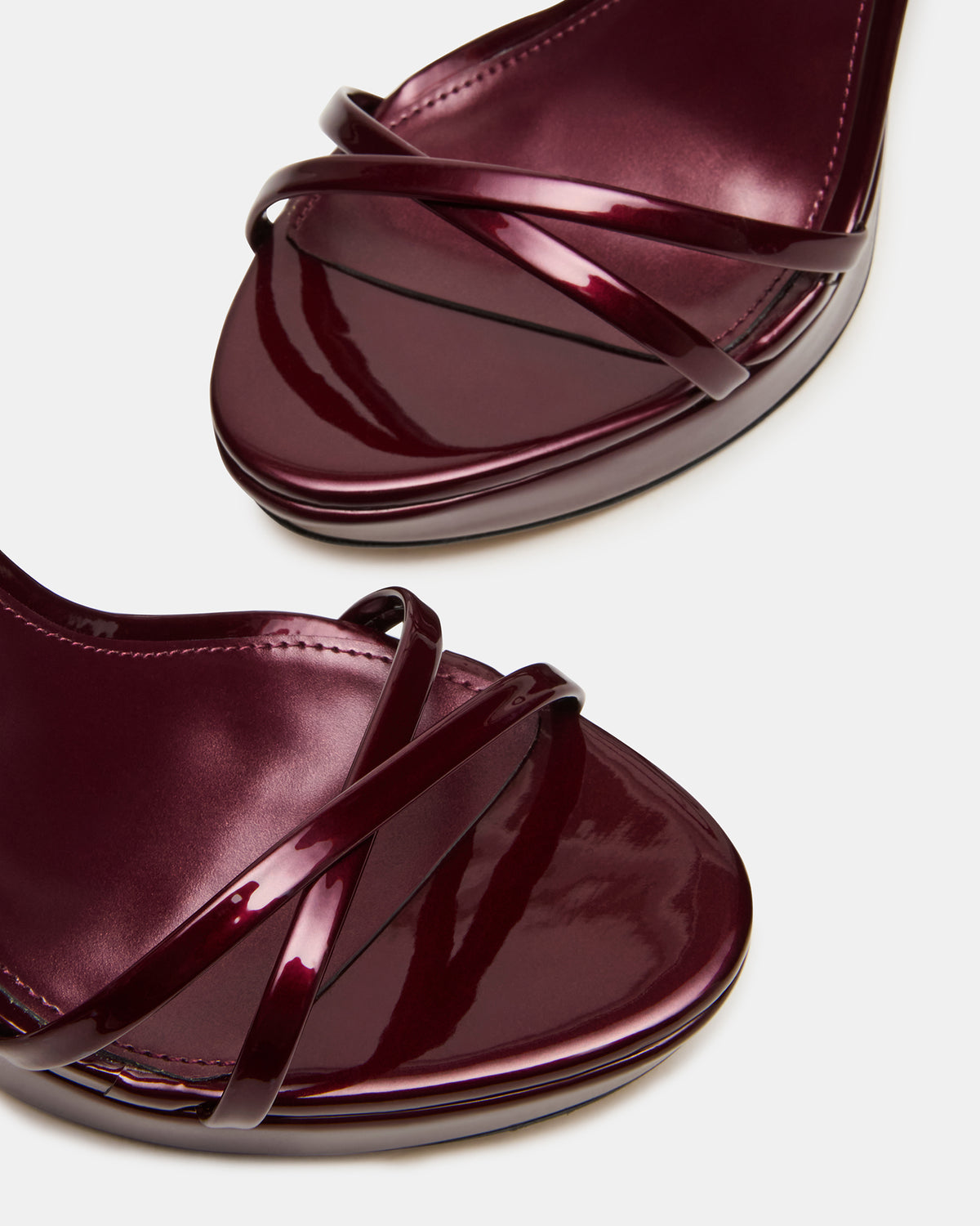 JUNI Cherry Pearl Criss Cross Stiletto Ankle Strap Women's Heel Steve Madden CHERRY PEARL