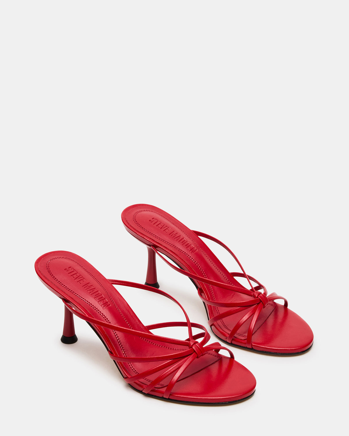 EDNA Red Leather Strappy Mule Women's Heel Steve Madden RED LEATHER