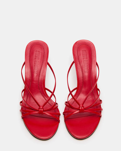 EDNA Red Leather Strappy Mule Women's Heel Steve Madden RED LEATHER