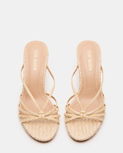 EDNA Natural Raffia Strappy Mule Women's Heel Steve Madden NATURAL RAFFIA