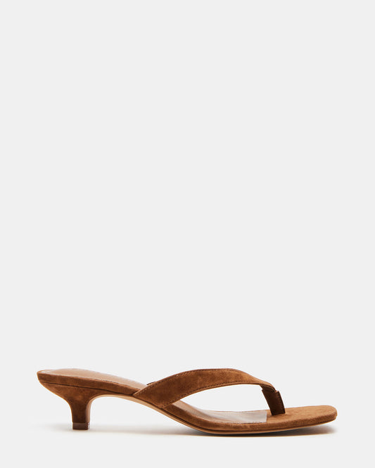 TRACIE Chestnut Suede Thong Strap Women's Kitten Heel Steve Madden CHESTNUT SUEDE