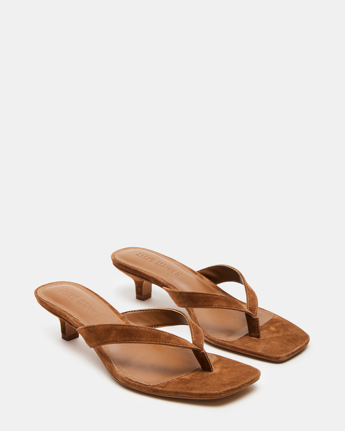 TRACIE Chestnut Suede Thong Strap Women's Kitten Heel Steve Madden CHESTNUT SUEDE