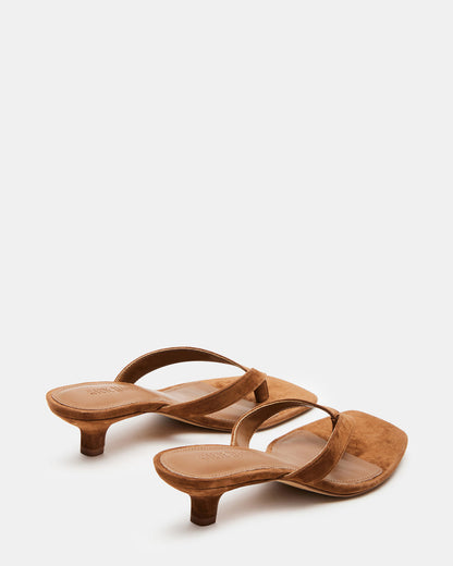 TRACIE Chestnut Suede Thong Strap Women's Kitten Heel Steve Madden CHESTNUT SUEDE