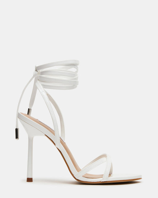 NERI White Patent Strappy Stiletto Round-Toe Women's Heel