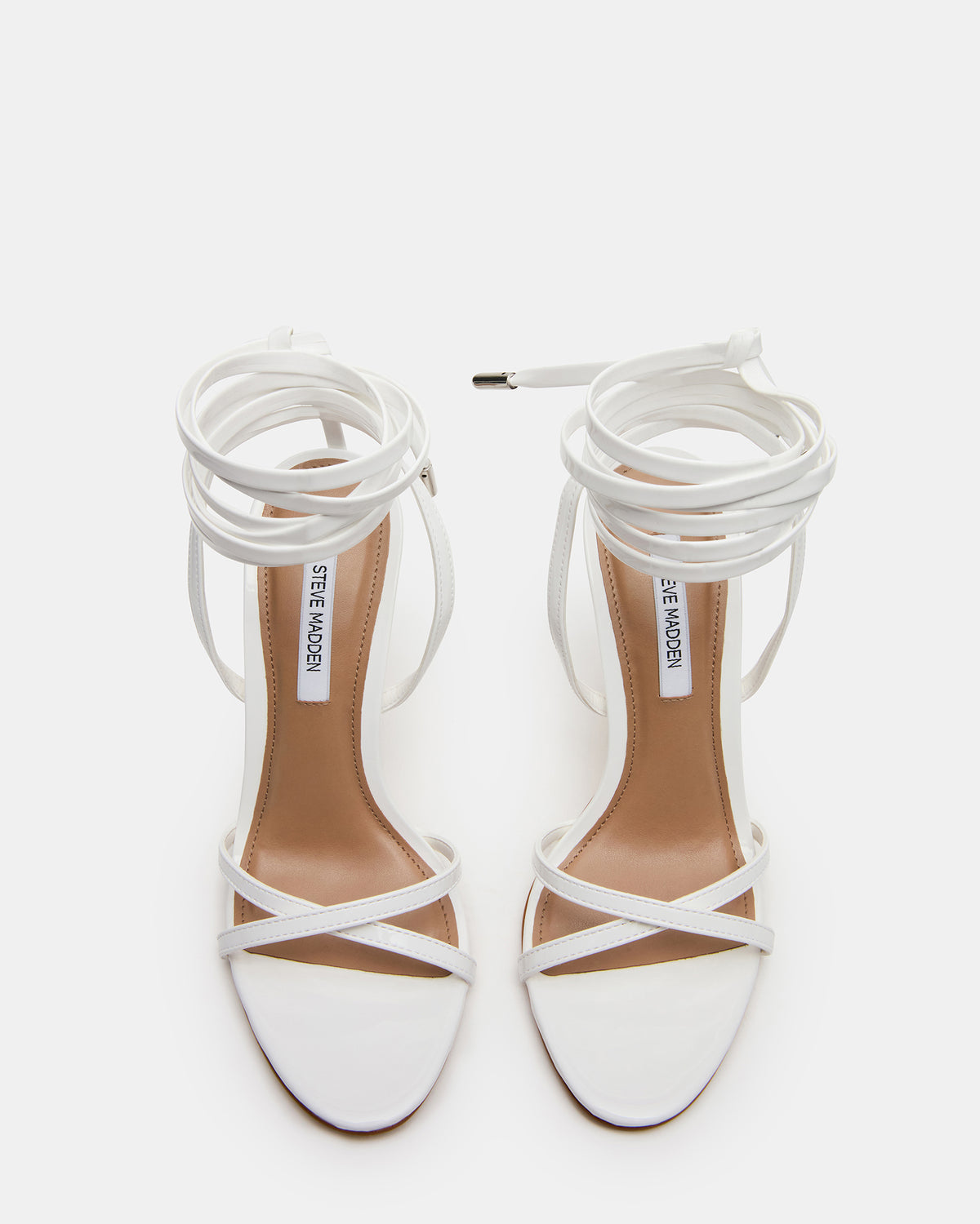 NERI White Patent Strappy Stiletto Round-Toe Women's Heel Steve Madden WHITE PATENT