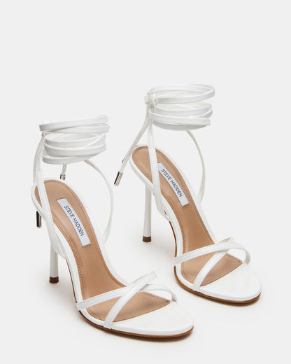 NERI White Patent Strappy Stiletto Round-Toe Women's Heel Steve Madden WHITE PATENT