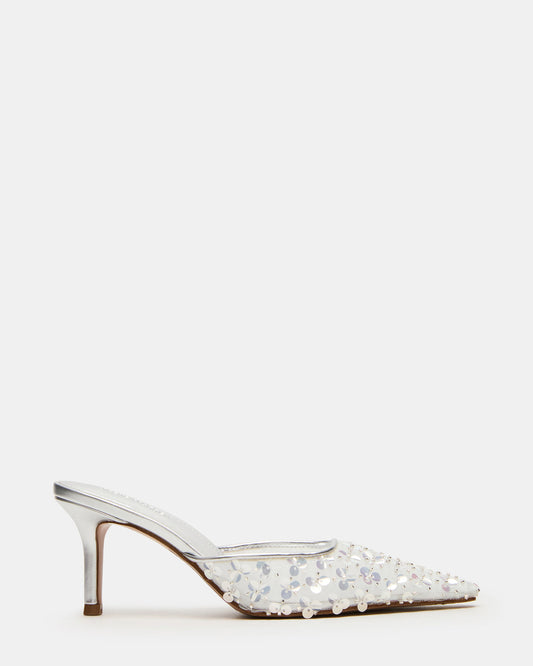 ALEXI Sequin Silver Pointed-Toe Mule Women's Heel Steve Madden SILVER