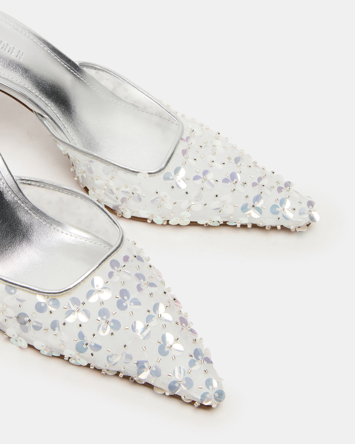 ALEXI Sequin Silver Pointed-Toe Mule Women's Heel Steve Madden SILVER