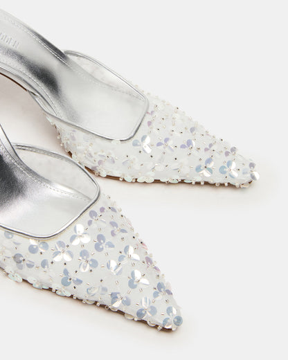 ALEXI Sequin Silver Pointed-Toe Mule Women's Heel Steve Madden SILVER