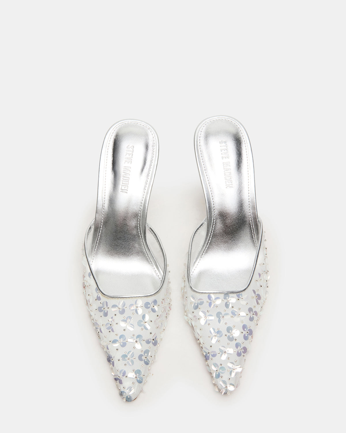 ALEXI Sequin Silver Pointed-Toe Mule Women's Heel Steve Madden SILVER