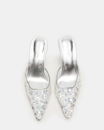 ALEXI Sequin Silver Pointed-Toe Mule Women's Heel Steve Madden SILVER