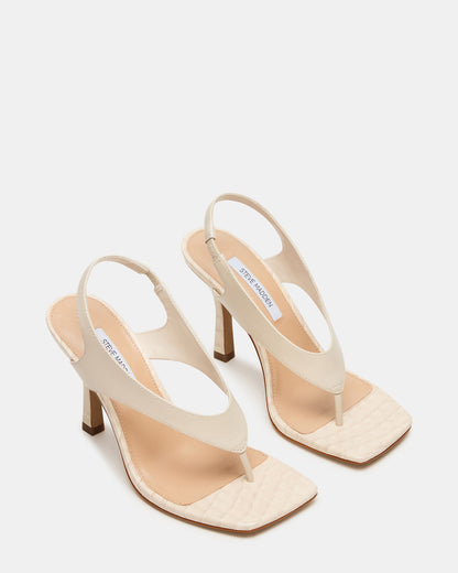 IMPROV Bone Leather Square-Toe Thong Slingback Women's Heel Steve Madden BONE LEATHER