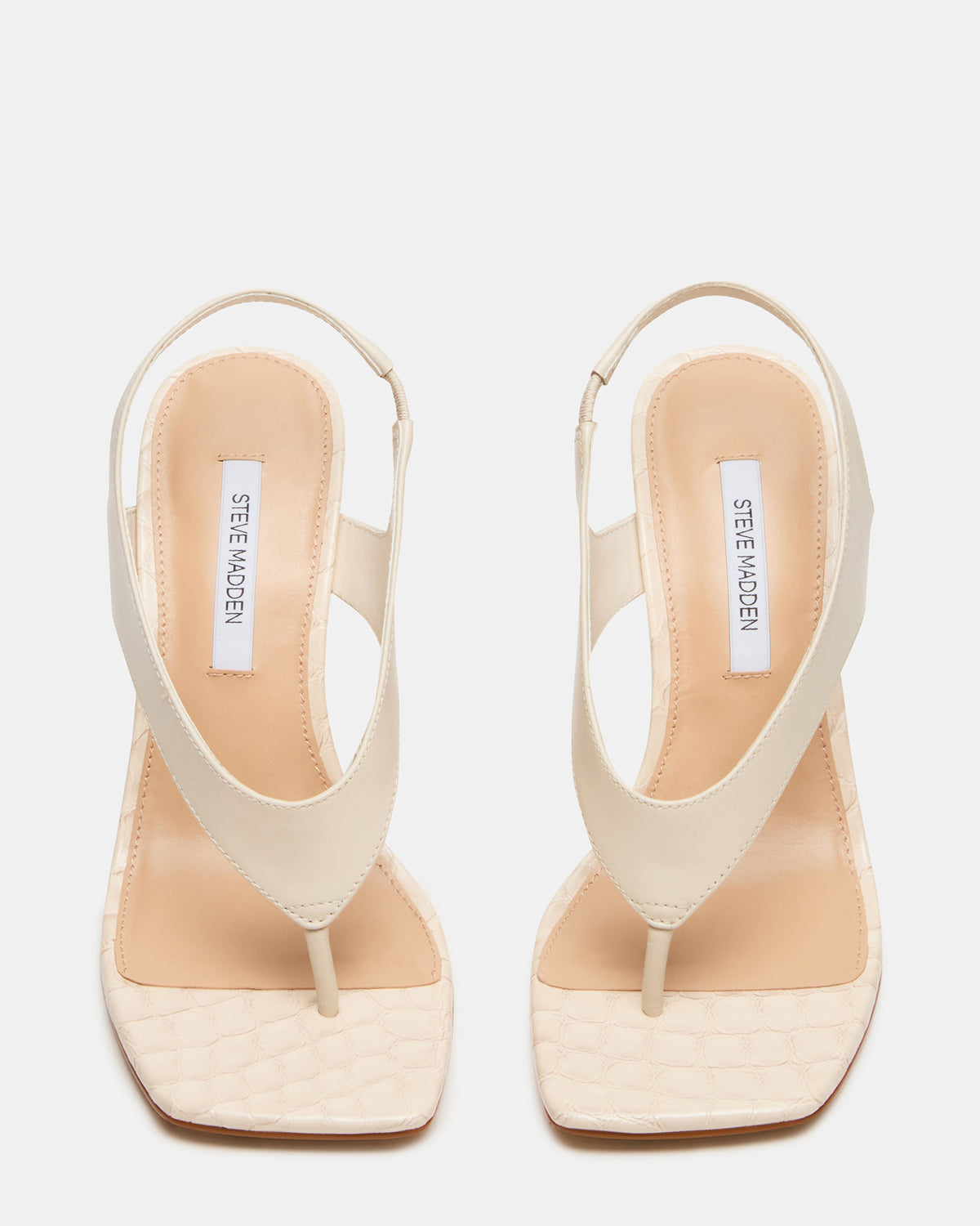 IMPROV Bone Leather Square-Toe Thong Slingback Women's Heel Steve Madden BONE LEATHER