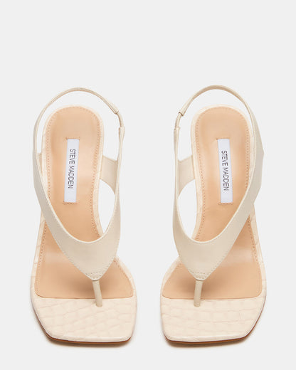 IMPROV Bone Leather Square-Toe Thong Slingback Women's Heel Steve Madden BONE LEATHER