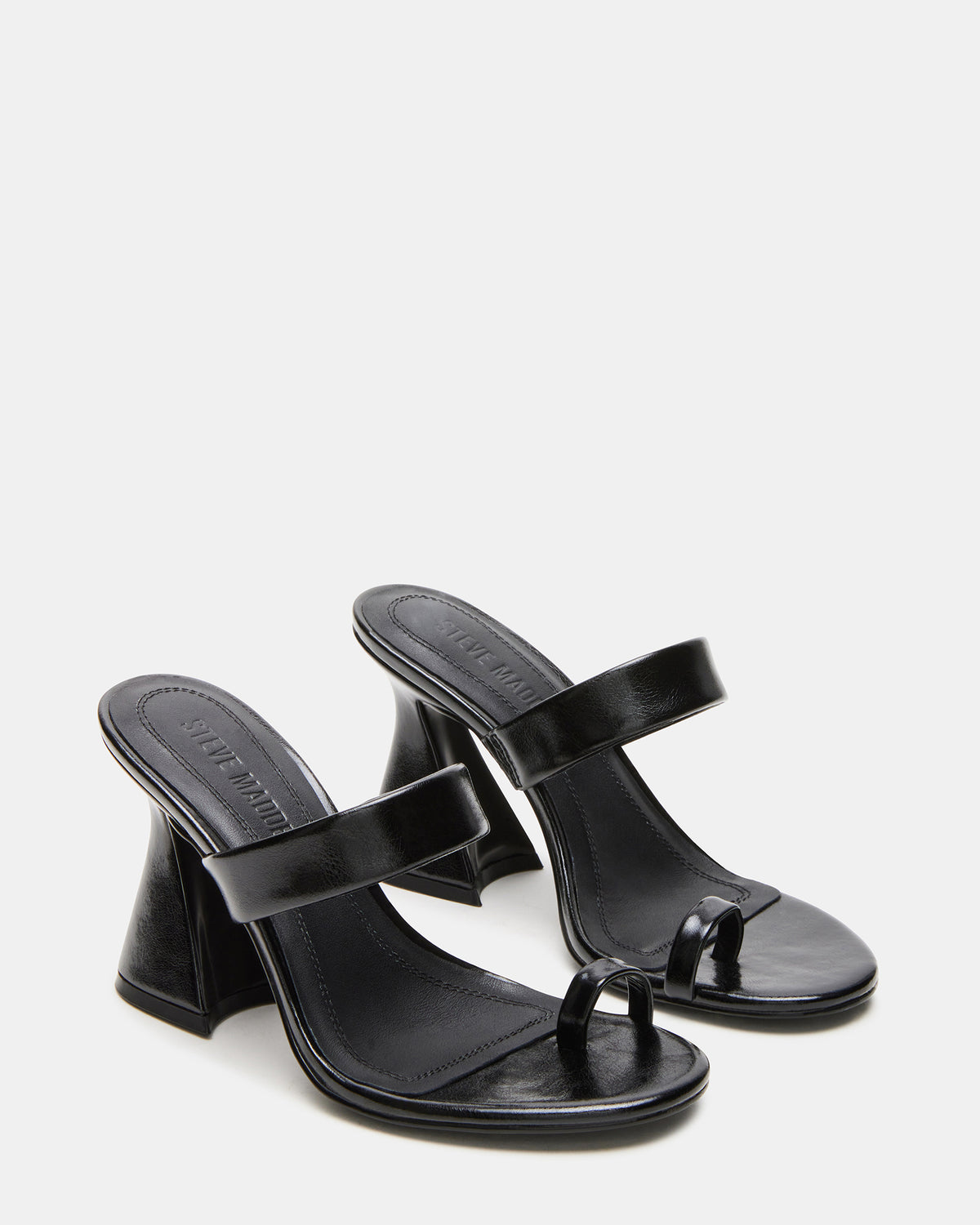 RENIE Black Women's Open Toe Mule Heel Steve Madden BLACK