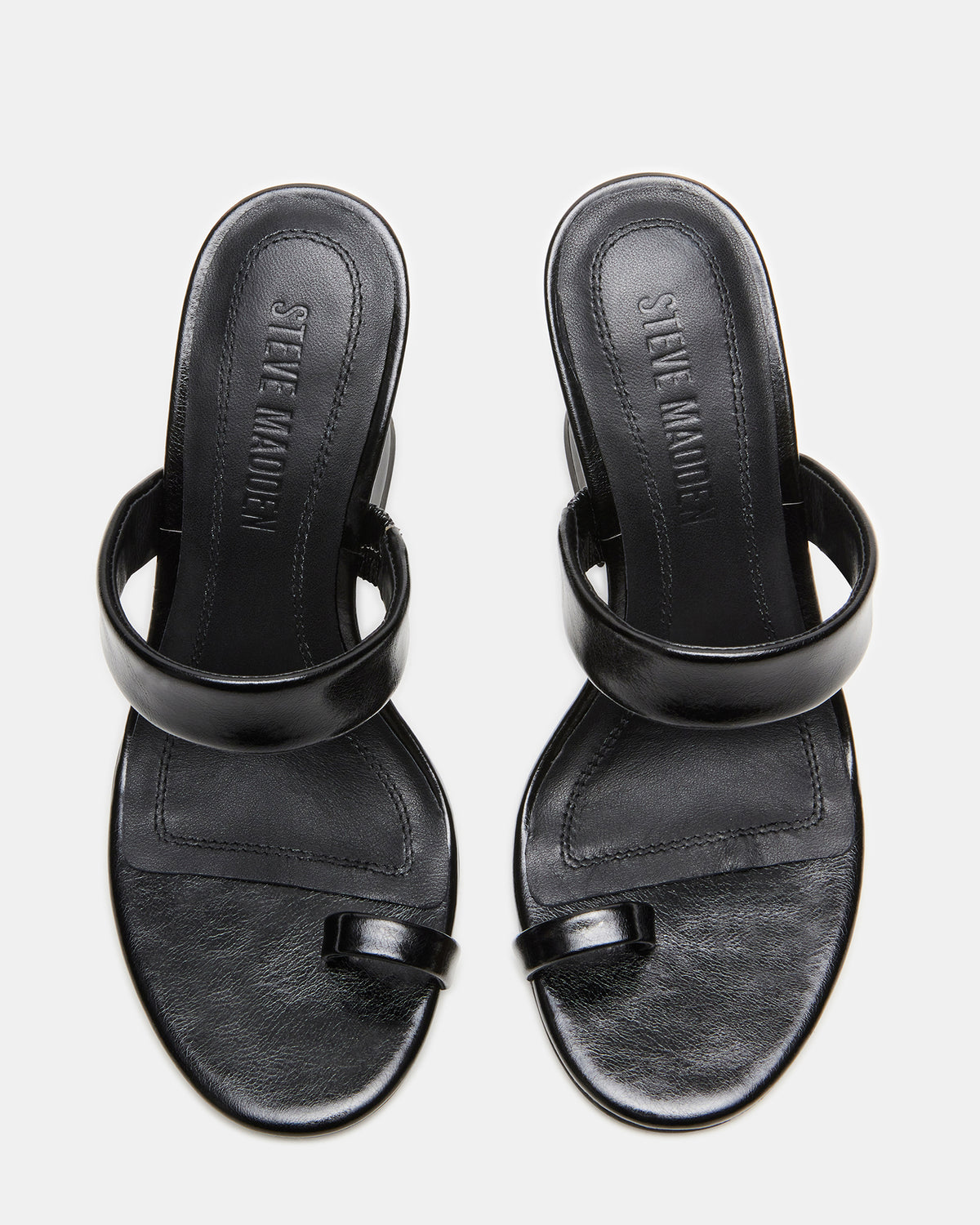 RENIE Black Women's Open Toe Mule Heel Steve Madden BLACK