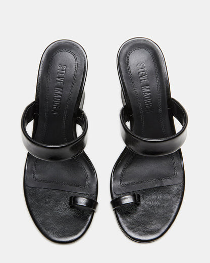 RENIE Black Women's Open Toe Mule Heel Steve Madden BLACK