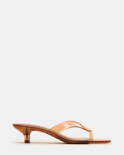 TRACIE Jelly Tan Thong Strap Women's Kitten Heel Steve Madden TAN
