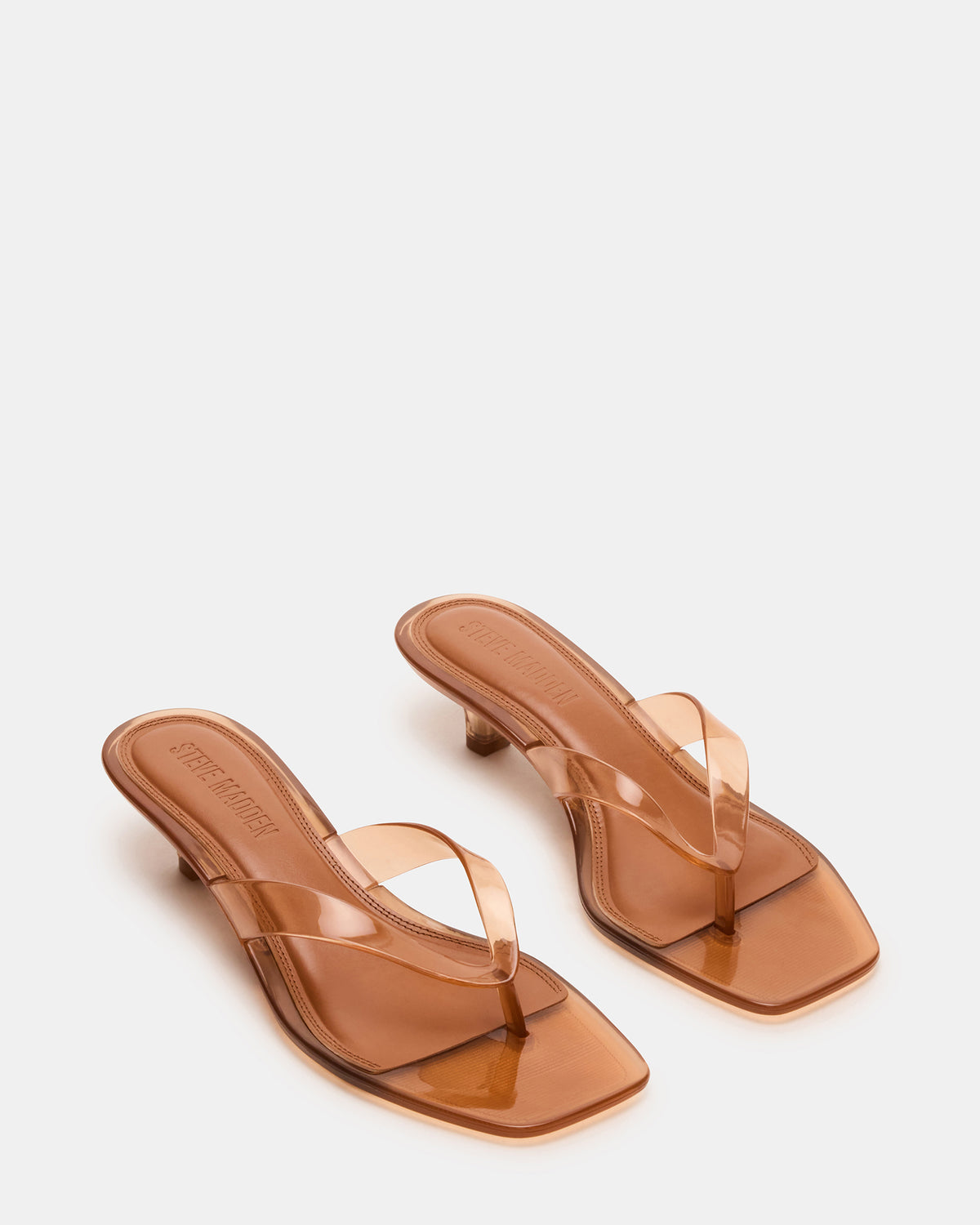 TRACIE Jelly Tan Thong Strap Women's Kitten Heel Steve Madden TAN