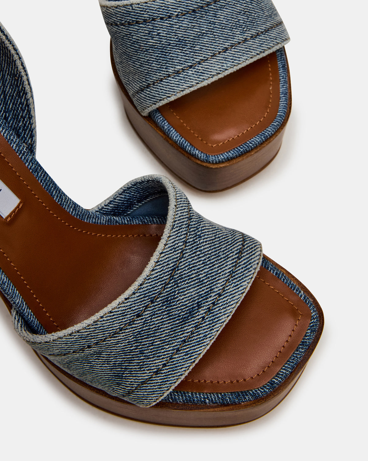 FLORIA Denim Square-Toe Block Heel Platform Women's Heel Steve Madden DENIM