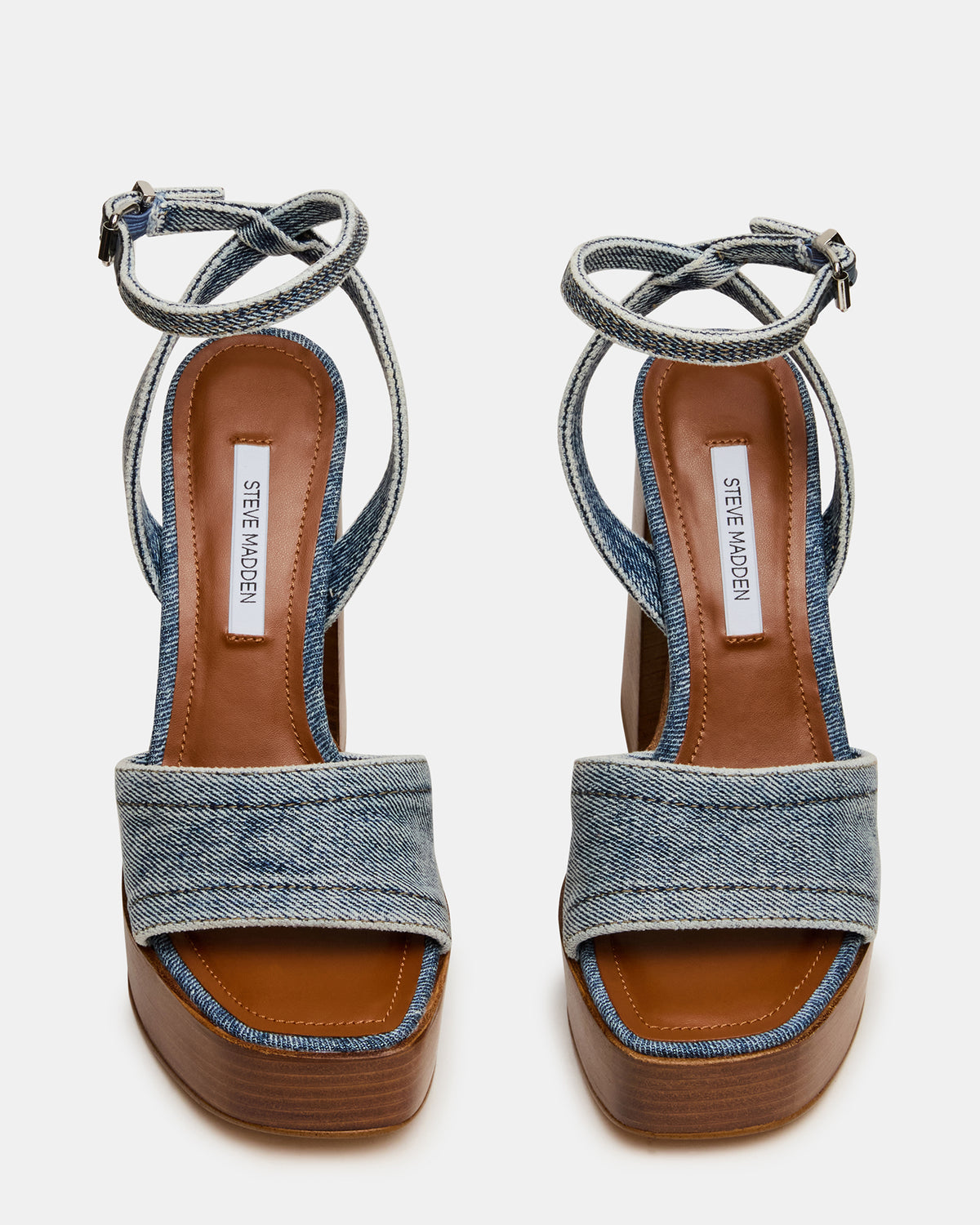 FLORIA Denim Square-Toe Block Heel Platform Women's Heel Steve Madden DENIM