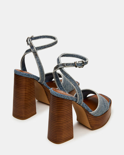 FLORIA Denim Square-Toe Block Heel Platform Women's Heel Steve Madden DENIM