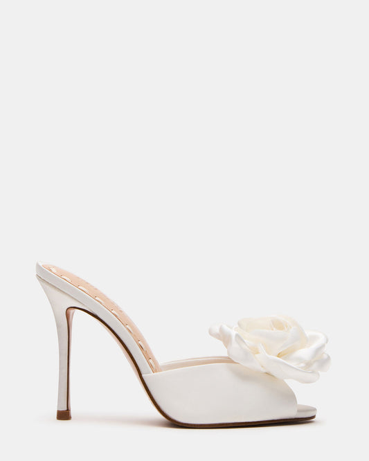 PRIYA Flower Ivory Satin Mule Women's Heel Steve Madden IVORY SATIN