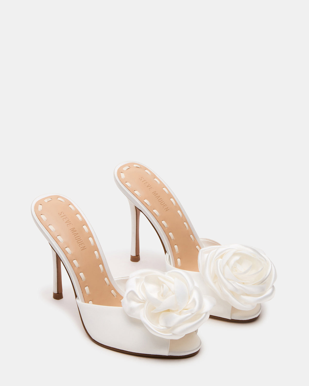 PRIYA Flower Ivory Satin Mule Women's Heel Steve Madden IVORY SATIN
