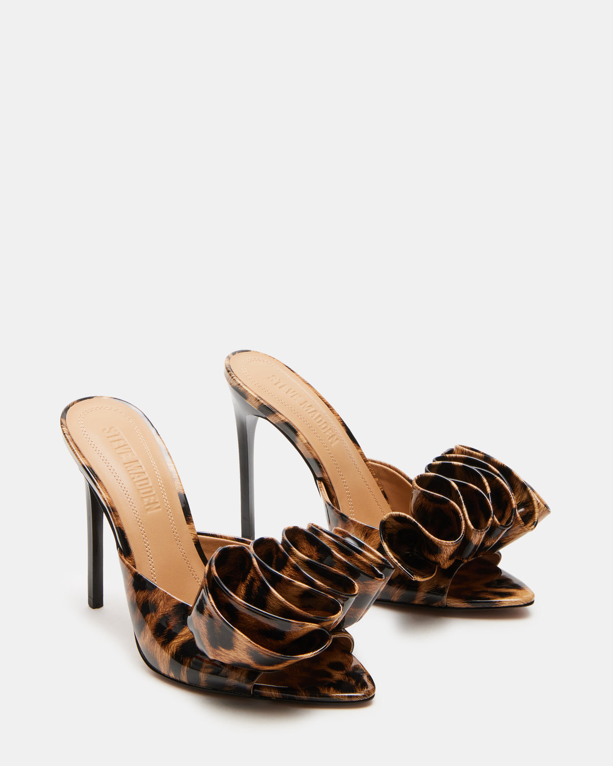 AFFINITY Leopard Patent Women's Multi Pointed-Toe Stiletto Mule Heel Steve Madden LEOPARD PATENT