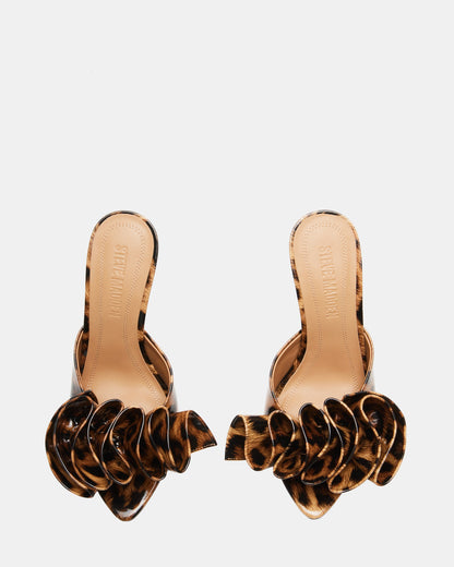 AFFINITY Leopard Patent Women's Multi Pointed-Toe Stiletto Mule Heel Steve Madden LEOPARD PATENT