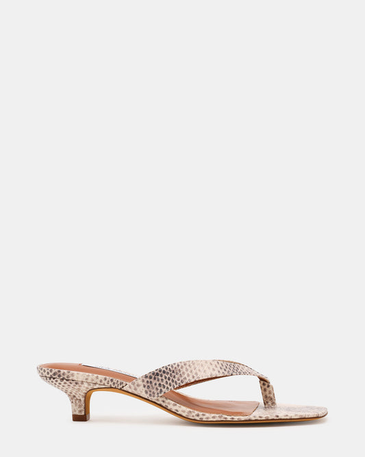 TRACIE Natural Snake Thong Strap Women's Kitten Heel