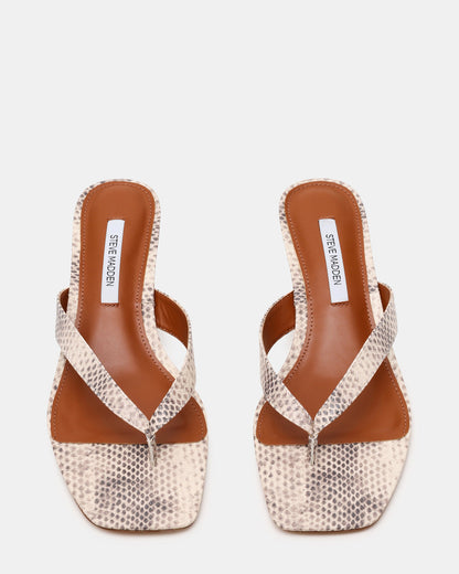 TRACIE Natural Snake Thong Strap Women's Kitten Heel Steve Madden NATURAL SNAKE