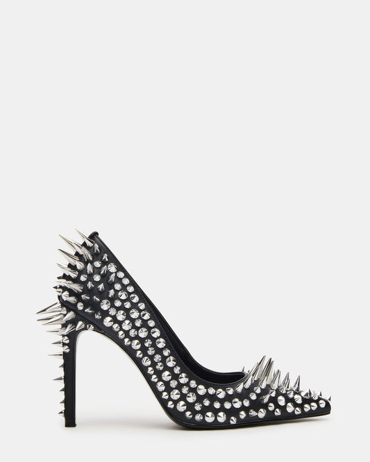 NOIR Black Stud Pointed-Toe Stiletto Pump Women's Heels