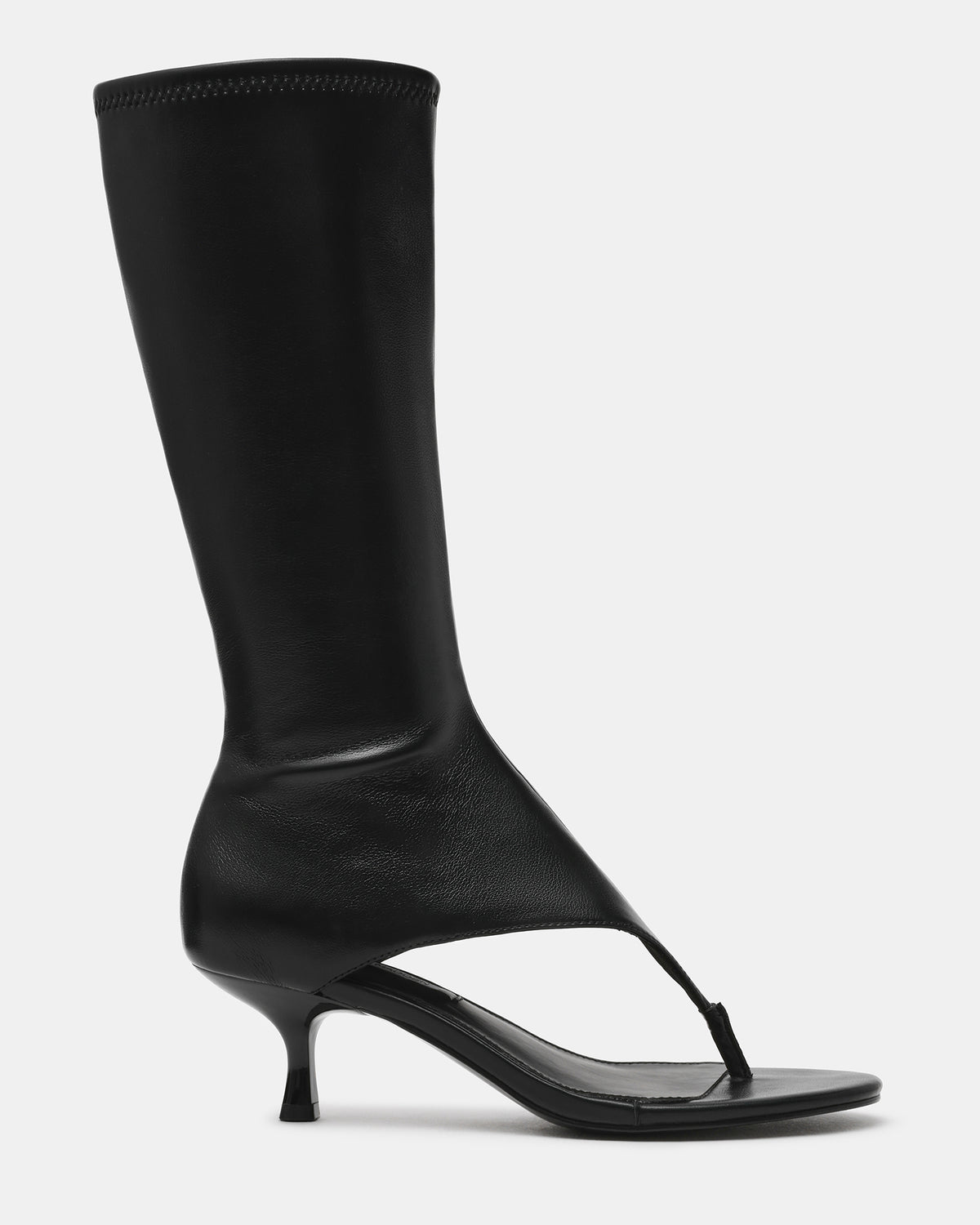 RELENTLESS Black Thong Open-Toe Boot Shaft Women's Heel Steve Madden BLACK