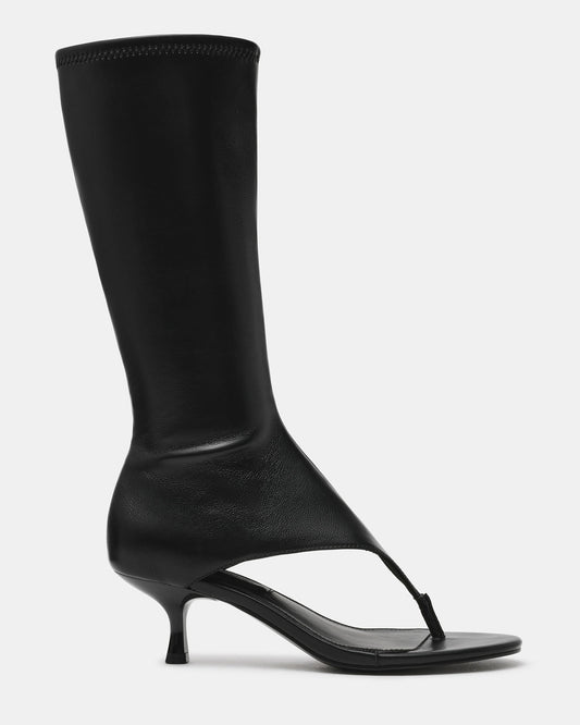 RELENTLESS Black Thong Open-Toe Boot Shaft Women's Heel