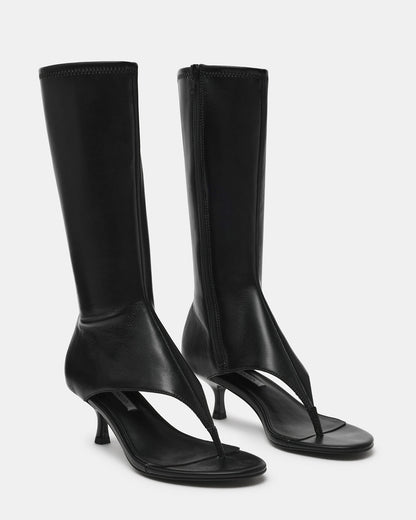 RELENTLESS Black Thong Open-Toe Boot Shaft Women's Heel Steve Madden BLACK