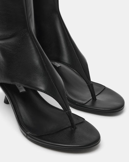 RELENTLESS Black Thong Open-Toe Boot Shaft Women's Heel Steve Madden BLACK