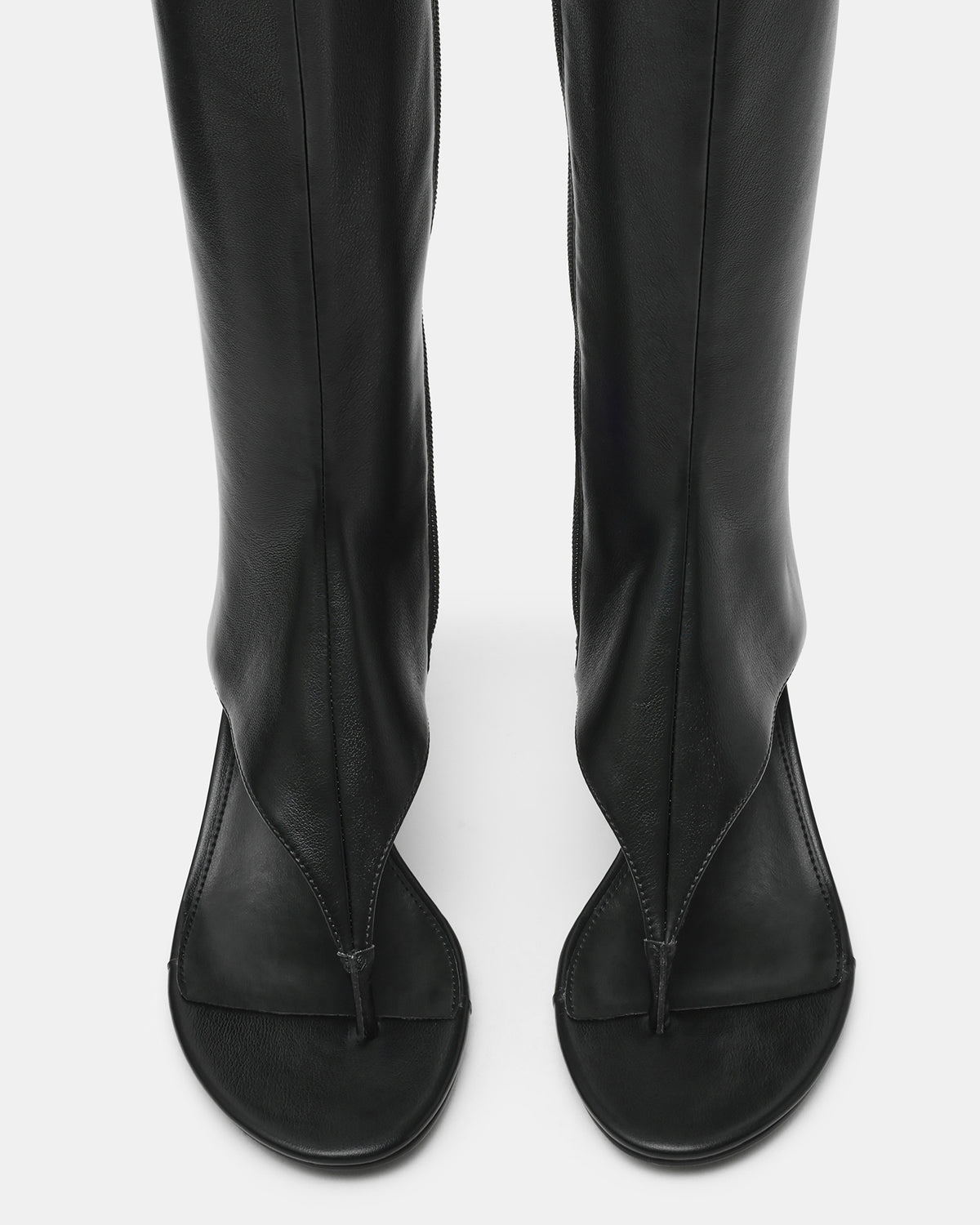 RELENTLESS Black Thong Open-Toe Boot Shaft Women's Heel Steve Madden BLACK