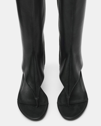 RELENTLESS Black Thong Open-Toe Boot Shaft Women's Heel Steve Madden BLACK