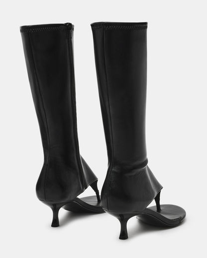 RELENTLESS Black Thong Open-Toe Boot Shaft Women's Heel Steve Madden BLACK