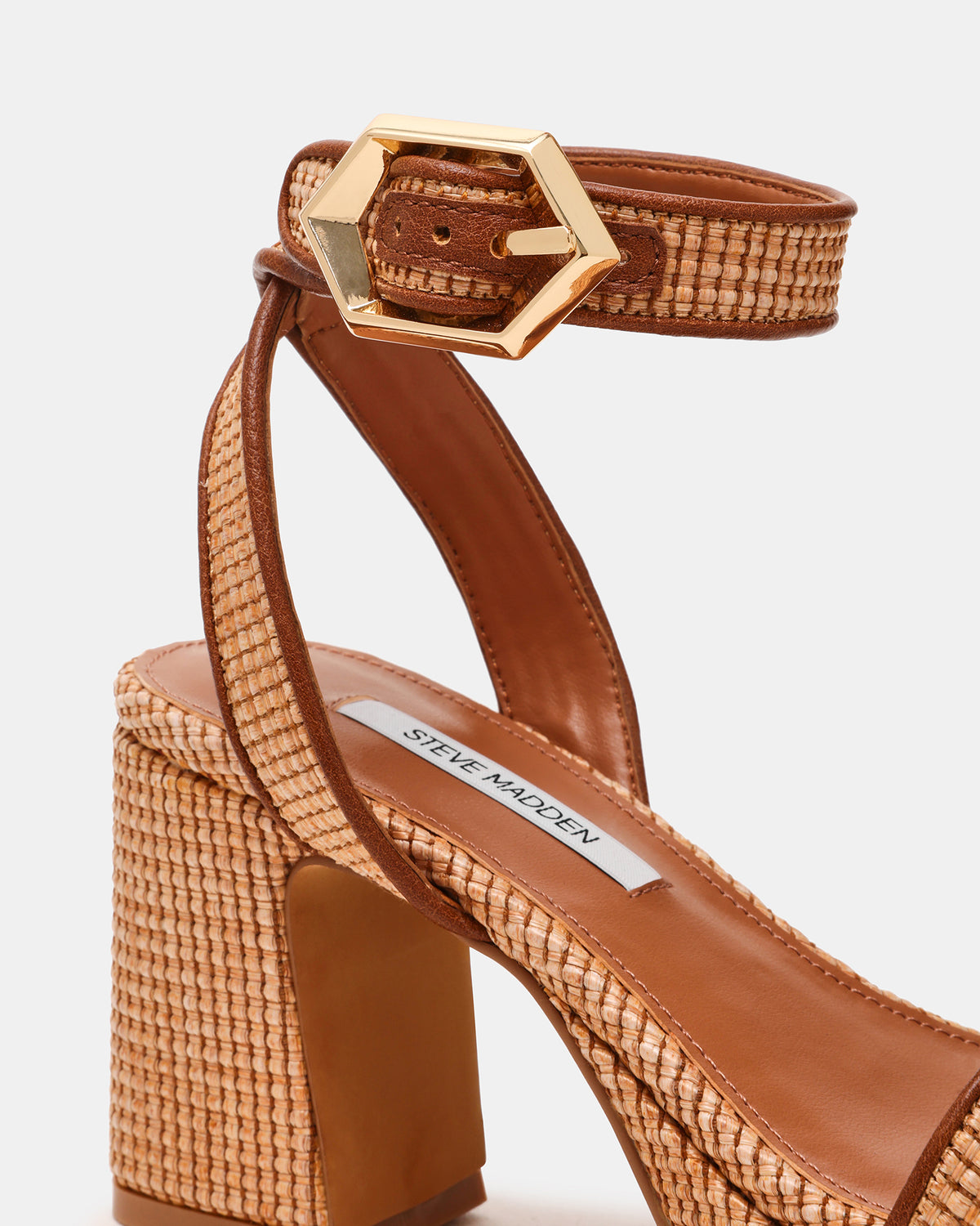 ELIDA Raffia Ankle Strap Platform Women's Block Heel Steve Madden RAFFIA