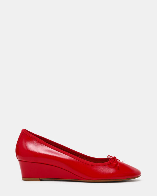 KLUTZY Red Patent Ballet Wedge Bow Round-Toe Women's Heel